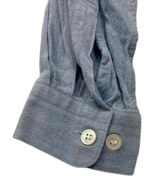 ISSEY MIYAKE（イッセイミヤケ）ISSEY MIYAKE (イッセイミヤケ) レーヨン混バンドカラーシャツ ブルー サイズ:Ｍの古着・服飾アイテム