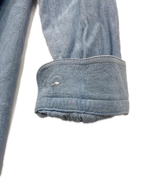 ISSEY MIYAKE（イッセイミヤケ）ISSEY MIYAKE (イッセイミヤケ) レーヨン混バンドカラーシャツ ブルー サイズ:Ｍの古着・服飾アイテム