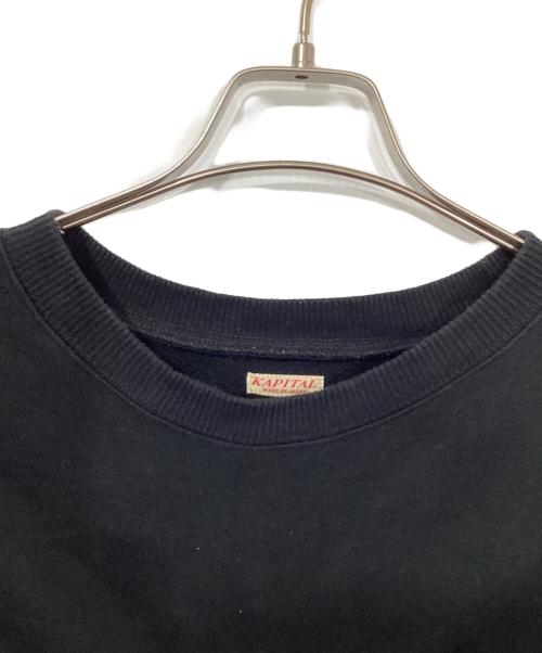 KAPITAL（キャピタル）KAPITAL (キャピタル) SMILIE PATCH ECO FLEECE CREWNECK / スマイルパッチエコフリースクルーネックスウェット ブラック サイズ:3の古着・服飾アイテム