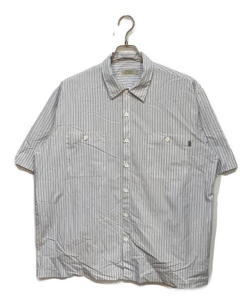 SEDAN ALL-PURPOSE（セダンオールパーパス）SEDAN ALL-PURPOSE (セダンオールパーパス) Striped Cotton Polyester S S Work Shirt ブルー×ホワイト サイズ:XLの古着・服飾アイテム