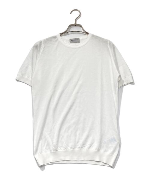 JOHN SMEDLEY（ジョンスメドレー）JOHN SMEDLEY (ジョンスメドレー) シーアイランドコットン クルーネック半袖ニット ホワイト サイズ:Sの古着・服飾アイテム