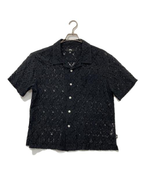 stussy（ステューシー）stussy (ステューシー) Floral Pattern Lace Shirt / カットワークシャツ ブラック サイズ:Mの古着・服飾アイテム