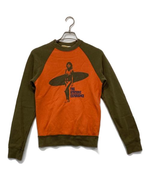 Hysteric Glamour（ヒステリックグラマー）Hysteric Glamour (ヒステリックグラマー) ラグランスウェット オレンジ×グリーン サイズ:FREEの古着・服飾アイテム