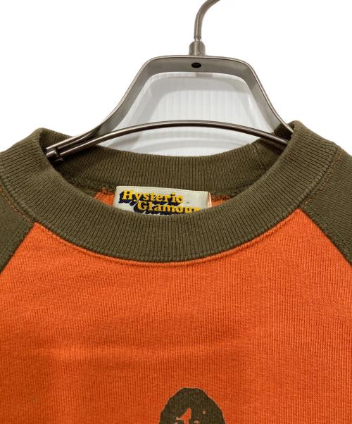 Hysteric Glamour（ヒステリックグラマー）Hysteric Glamour (ヒステリックグラマー) ラグランスウェット オレンジ×グリーン サイズ:FREEの古着・服飾アイテム