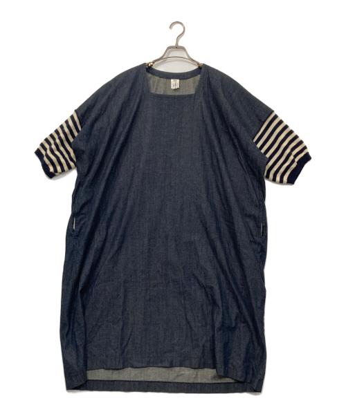 COMME des GARCONS COMME des GARCONS（コムデギャルソン コムデギャルソン）COMME des GARCONS COMME des GARCONS (コムデギャルソン コムデギャルソン) 袖ニットデニムワンピース ネイビー サイズ:Sの古着・服飾アイテム