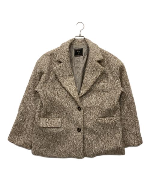 Olu.（オルドット）Olu. (オルドット) ブークレジャケットコート ベージュ×グレー サイズ:Fの古着・服飾アイテム