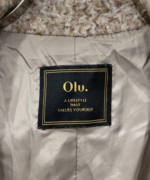 Olu.（オルドット）Olu. (オルドット) ブークレジャケットコート ベージュ×グレー サイズ:Fの古着・服飾アイテム