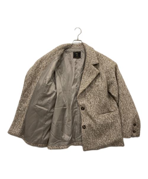 Olu.（オルドット）Olu. (オルドット) ブークレジャケットコート ベージュ×グレー サイズ:Fの古着・服飾アイテム