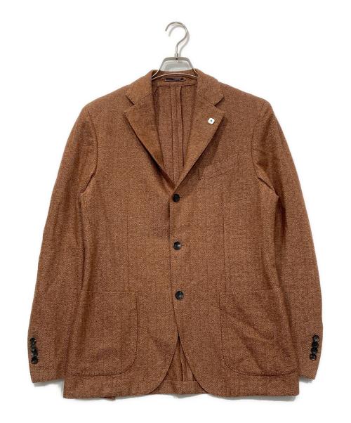 LARDINI（ラルディーニ）LARDINI (ラルディーニ) ウール混ヘリンボーンジャケット ブラウン サイズ:48の古着・服飾アイテム