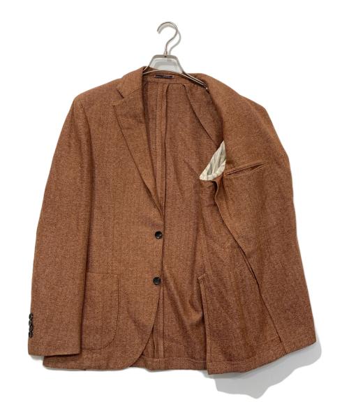 LARDINI（ラルディーニ）LARDINI (ラルディーニ) ウール混ヘリンボーンジャケット ブラウン サイズ:48の古着・服飾アイテム