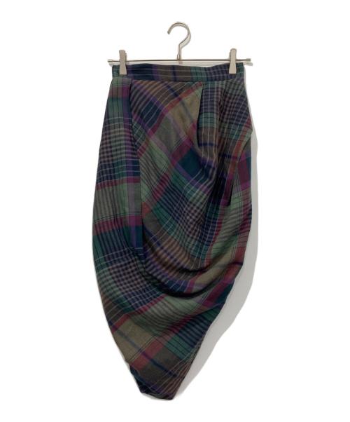 Vivienne Westwood RED LABEL（ヴィヴィアンウエストウッドレッドレーベル）Vivienne Westwood RED LABEL (ヴィヴィアンウエストウッドレッドレーベル) タータンチェック変形スカート グリーン×パープル サイズ:38の古着・服飾アイテム