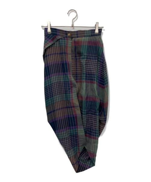 Vivienne Westwood RED LABEL（ヴィヴィアンウエストウッドレッドレーベル）Vivienne Westwood RED LABEL (ヴィヴィアンウエストウッドレッドレーベル) タータンチェック変形スカート グリーン×パープル サイズ:38の古着・服飾アイテム