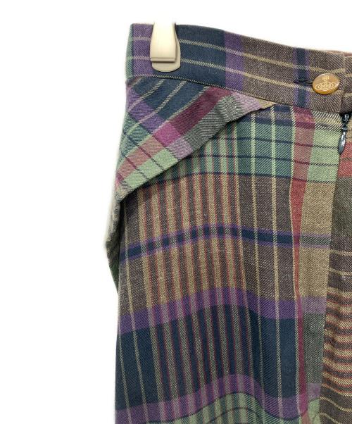 Vivienne Westwood RED LABEL（ヴィヴィアンウエストウッドレッドレーベル）Vivienne Westwood RED LABEL (ヴィヴィアンウエストウッドレッドレーベル) タータンチェック変形スカート グリーン×パープル サイズ:38の古着・服飾アイテム