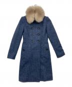 BURBERRY BLACK LABELバーバリーブラックレーベル）の古着「襟ファーツイードコート」｜ネイビー