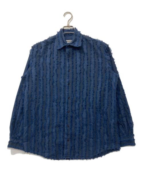 SCHNAYDERMANS（シュナイダーマンズ）Schnaydermans (シュナイダーマンズ) フリンジシャツ/SHIRT NON-BINARY CLEAN FRINGE ブルー サイズ:35-36の古着・服飾アイテム
