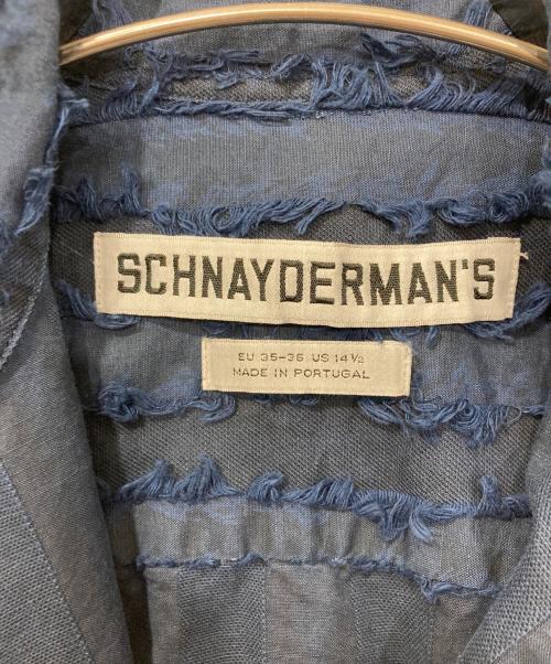 SCHNAYDERMANS（シュナイダーマンズ）Schnaydermans (シュナイダーマンズ) フリンジシャツ/SHIRT NON-BINARY CLEAN FRINGE ブルー サイズ:35-36の古着・服飾アイテム