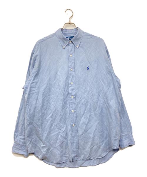 RALPH LAUREN（ラルフローレン）RALPH LAUREN (ラルフローレン) BLAKE ポニー刺繍 シルクリネンオーバーサイズシャツ ブルー サイズ:Lの古着・服飾アイテム