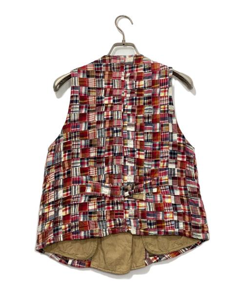 KAPITAL（キャピタル）KAPITAL (キャピタル) パッチワークチェックベスト/ジレ レッドの古着・服飾アイテム