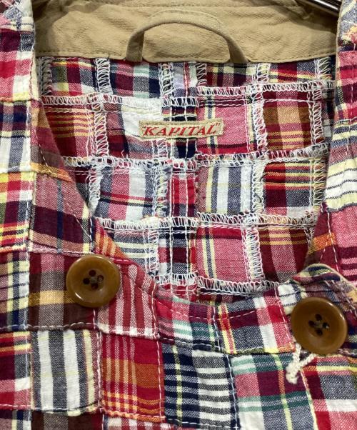 KAPITAL（キャピタル）KAPITAL (キャピタル) パッチワークチェックベスト/ジレ レッドの古着・服飾アイテム