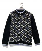 BURBERRY BLACK LABELバーバリーブラックレーベル）の古着「ノバチェックジップアップセーター」｜ブラック