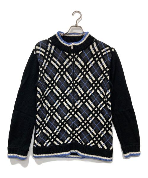 BURBERRY BLACK LABEL（バーバリーブラックレーベル）BURBERRY BLACK LABEL (バーバリーブラックレーベル) ノバチェックジップアップセーター ブラック サイズ:3の古着・服飾アイテム