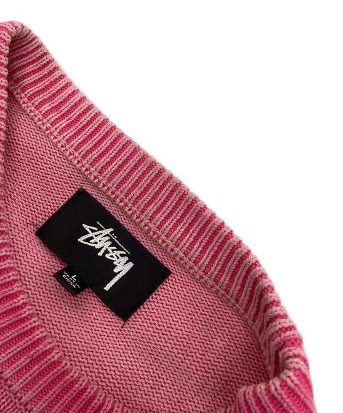 stussy（ステューシー）stussy　 (ステューシー) Faded Cotton Knit Crew/フェーデッドコットンニット ピンク サイズ:Lの古着・服飾アイテム