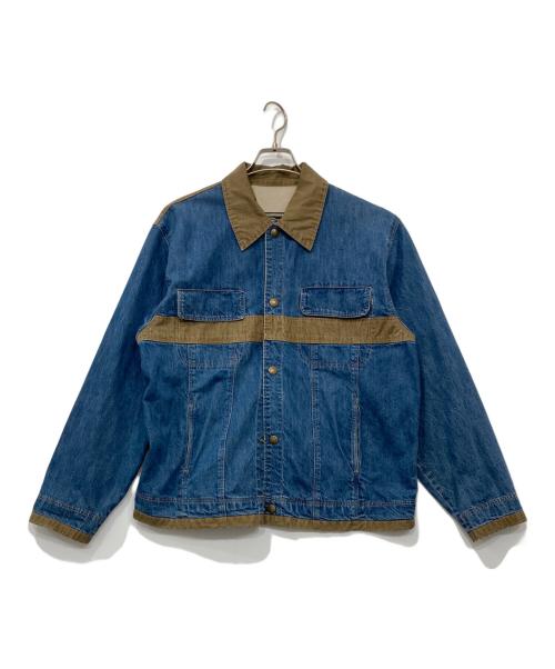 C.P COMPANY（シーピーカンパニー）C.P COMPANY (シーピーカンパニー) 切替デニムジャケット インディゴ×ブラウン サイズ:18の古着・服飾アイテム