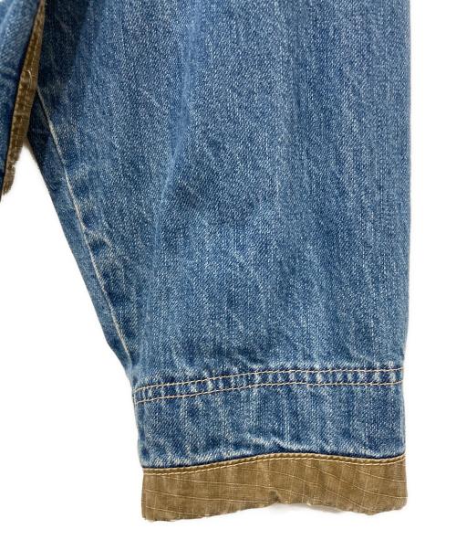 C.P COMPANY（シーピーカンパニー）C.P COMPANY (シーピーカンパニー) 切替デニムジャケット インディゴ×ブラウン サイズ:18の古着・服飾アイテム