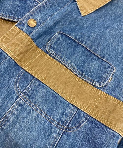 C.P COMPANY（シーピーカンパニー）C.P COMPANY (シーピーカンパニー) 切替デニムジャケット インディゴ×ブラウン サイズ:18の古着・服飾アイテム