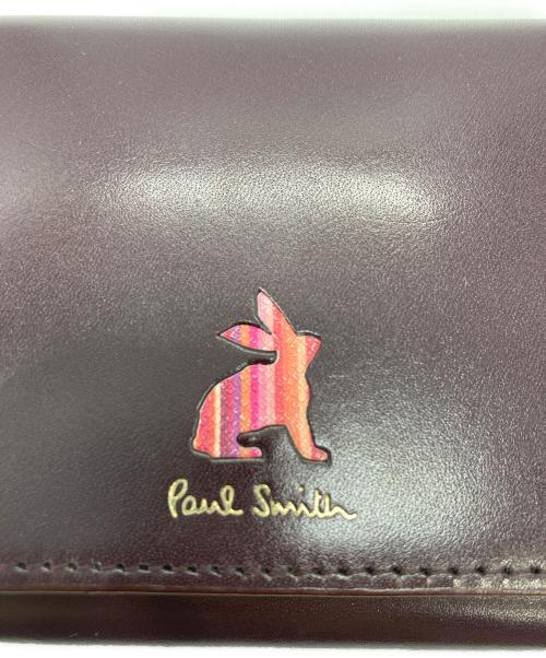 PAUL SMITH（ポールスミス）PAUL SMITH (ポールスミス) マーケトリーストライプラビット コンパクト3つ折り財布 レッドの古着・服飾アイテム