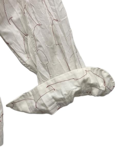 ISSEY MIYAKE（イッセイミヤケ）ISSEY MIYAKE (イッセイミヤケ) 刺繍デザインシャツ ホワイト サイズ:1の古着・服飾アイテム