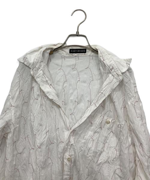 ISSEY MIYAKE（イッセイミヤケ）ISSEY MIYAKE (イッセイミヤケ) 刺繍デザインシャツ ホワイト サイズ:1の古着・服飾アイテム