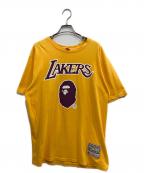 A BATHING APE×MITCHELL & NESSアベイシングエイプ×ミッチェルアンドネス）の古着「Lakers Tee」｜イエロー