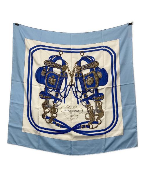 HERMES（エルメス）HERMES (エルメス) シルクスカーフ ブルー×ホワイト サイズ:-の古着・服飾アイテム