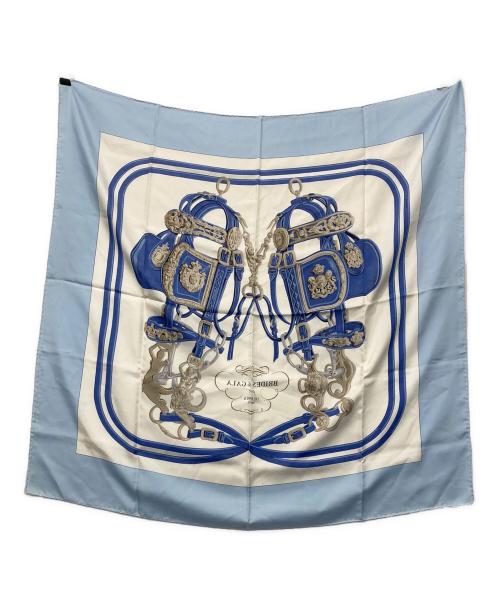 HERMES（エルメス）HERMES (エルメス) シルクスカーフ ブルー×ホワイト サイズ:-の古着・服飾アイテム