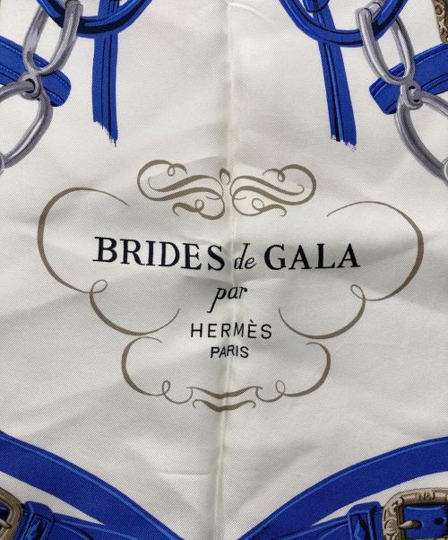 HERMES（エルメス）HERMES (エルメス) シルクスカーフ ブルー×ホワイト サイズ:-の古着・服飾アイテム