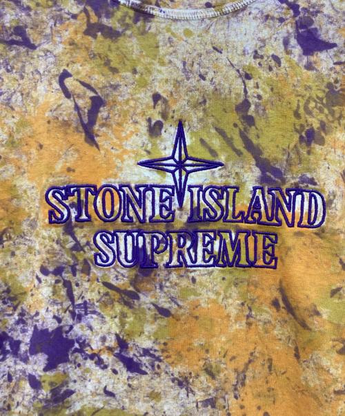 STONE ISLAND（ストーンアイランド）STONE ISLAND (ストーンアイランド) SUPREME (シュプリーム) Embroidered Logo S/S Top/タイダイTシャツ オレンジ×パープル サイズ:XLの古着・服飾アイテム