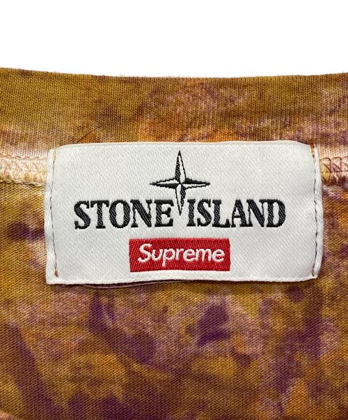 STONE ISLAND（ストーンアイランド）STONE ISLAND (ストーンアイランド) SUPREME (シュプリーム) Embroidered Logo S/S Top/タイダイTシャツ オレンジ×パープル サイズ:XLの古着・服飾アイテム