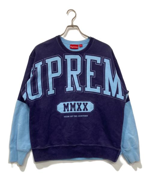 SUPREME（シュプリーム）SUPREME (シュプリーム) Overprint Crewneck/オーバープリントスルーネックスウェット ブルー サイズ:Ｍの古着・服飾アイテム