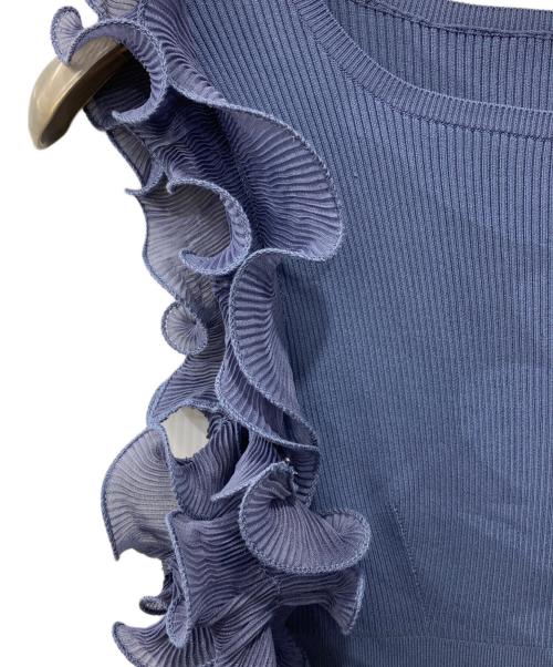 Snidel（スナイデル）Snidel (スナイデル) Sustainableプリーツフリルドッキングワンピース ブルー サイズ:Fの古着・服飾アイテム