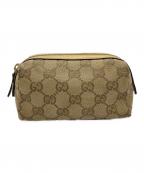 GUCCIグッチ）の古着「GGキャンバス×レザー マルチポーチ」｜ベージュ