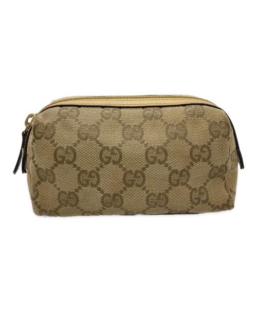 GUCCI（グッチ）GUCCI (グッチ) GGキャンバス×レザー マルチポーチ ベージュの古着・服飾アイテム