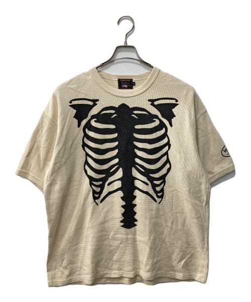 VANSON（バンソン）VANSON (バンソン) スケルトンボーンプリントTシャツ ベージュ サイズ:Mの古着・服飾アイテム