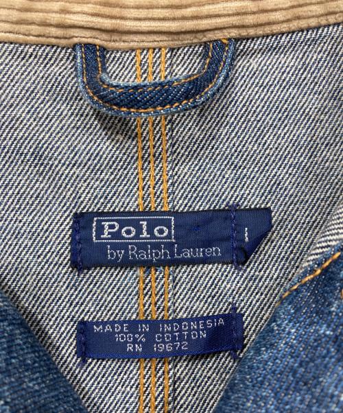 POLO RALPH LAUREN（ポロ・ラルフローレン）POLO RALPH LAUREN (ポロ・ラルフローレン) 襟コーデュロイデニムジャケット インディゴ サイズ:Lの古着・服飾アイテム