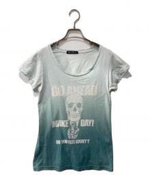 Hysteric Glamour（ヒステリックグラマー）の古着「GO AHEAD グラデーション スカル 半袖Tシャツ」｜ホワイト×グリーン