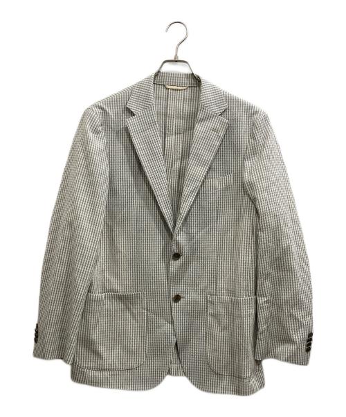 UNIVERSAL LANGUAGE（ユニバーサルランゲージ）UNIVERSAL LANGUAGE (ユニバーサルランゲージ) シアサッカー セットアップ グレー サイズ:ジャケット :SIZE L パンツ：SIZE Mの古着・服飾アイテム