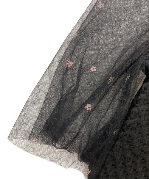 Le Jardiner（ル・ジャルディニエ）Le Jardiner (ル・ジャルディニエ) ビスチェ風ハイネック花柄シアーレースワッフルワンピースドレス ブラック サイズ:Mの古着・服飾アイテム