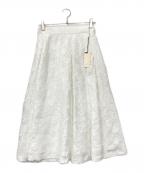 GRACE CONTINENTAL（グレースコンチネンタル）の古着「フラワージャガードタックスカート」｜ホワイト