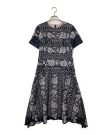 Diagram GRACE CONTINENTAL（ダイアグラム グレースコンチネンタル）の古着「ライン刺繍ワンピース」｜ネイビー