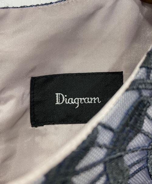 Diagram GRACE CONTINENTAL（ダイアグラム グレースコンチネンタル）Diagram GRACE CONTINENTAL (ダイアグラム グレースコンチネンタル) ライン刺繍ワンピース ネイビー サイズ:38の古着・服飾アイテム